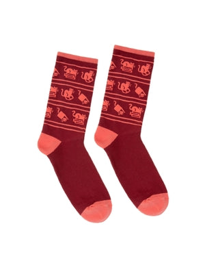 Cats and Stacks Socks - Small by Out of Print