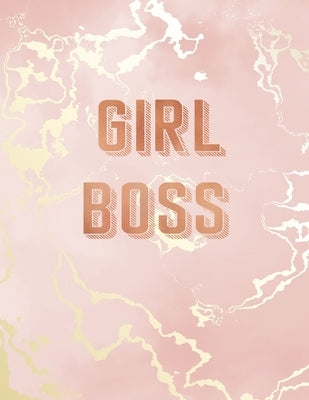 Girl Boss: Inspirational Quote Notebook, Pink Marble and Rose Gold Inlay - 8.5 x 11, 120 Wide Ruled Pages by Blush Marble Notebooks