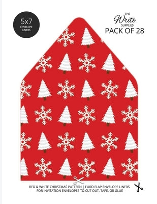 Christmas Pattern Envelope Liners Euro Flap 5x7 with Red & White Design: For Invitation Envelopes for Holidays, Birthdays, Weddings (28 Pack) by The Write Supplies