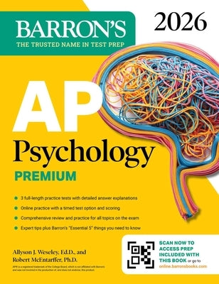 AP Psychology Premium, 2026: Prep Book with 3 Practice Tests + Comprehensive Review + Online Practice by Barron's Educational Series
