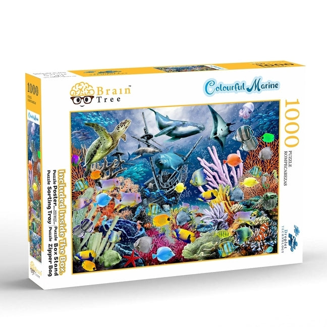 Brain Tree - Colorful Marine 1000 Piece Puzzle for Adults: With Droplet Technology for Anti Glare & Soft Touch by Brain Tree Games LLC