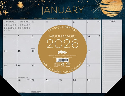 Moon Magic 2026 22 X 17 Large Monthly Deskpad by Willow Creek Press