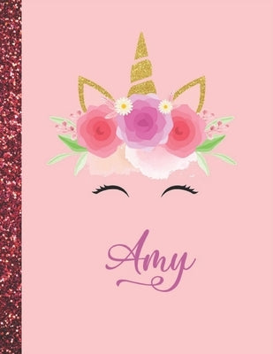 Amy: Amy Marble Size Unicorn SketchBook Personalized White Paper for Girls and Kids to Drawing and Sketching Doodle Taking by Sketchbook, Marble Size Unicorn