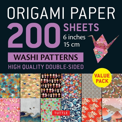 Origami Paper 200 Sheets Washi Patterns 6 (15 CM): Tuttle Origami Paper: Double Sided Origami Sheets Printed with 12 Different Designs (Instructions f by Tuttle Studio