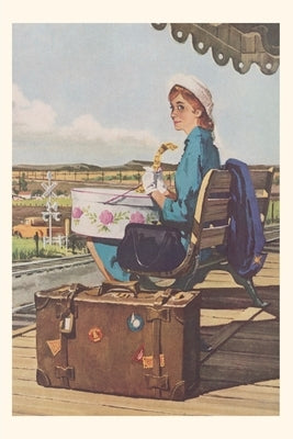 Vintage Journal Woman Awaiting Train by Found Image Press