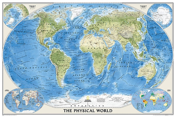 National Geographic World Physical Wall Map - Laminated (45.75 X 30.5 In) by National Geographic Maps