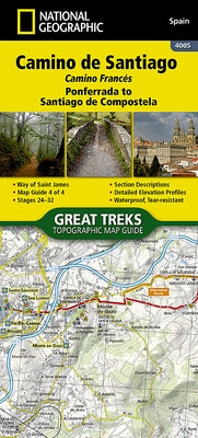 Camino de Santiago 4 of 4 Map [Ponferrada to Santiago de Compostela] by National Geographic Maps