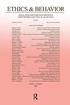 Employee Relations Ethics: A Special Issue of Ethics & Behavior by Sikula Sr, Andrew