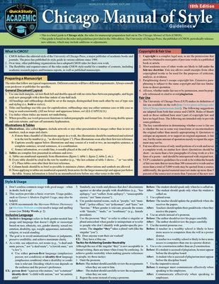 Chicago Manual of Style Guidelines - 18th Edition: A Quickstudy Laminated Reference Guide by Gobble, Maryanne