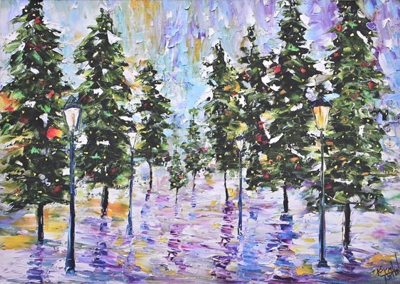 Pines in Moonlight Deluxe Boxed Holiday Cards by Tarlton, Karen