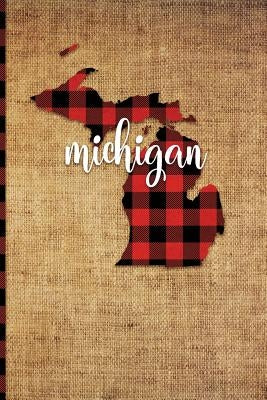 Michigan: 6 X 9 108 Pages: Buffalo Plaid Michigan State Silhouette Hand Lettering Cursive Script Design on Soft Matte Cover Note by Print Frontier