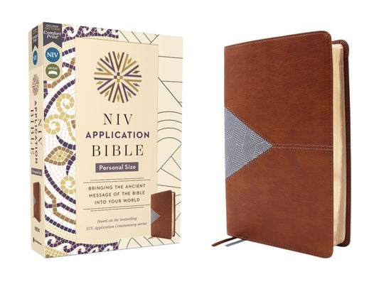 NIV Application Bible, Personal Size, Leathersoft, Brown/Blue, Red Letter, Comfort Print: Bringing the Ancient Message of the Bible Into Your World by Zondervan
