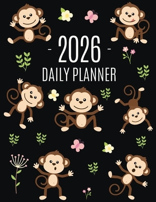 Monkey Planner 2026: Cute Year Organizer with Adorable Apes For an Easy Overview of All Your Appointments! Jungle Animal Scheduler: January-December ( by Press, Pimpom Pretty