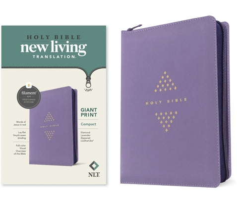 NLT Compact Giant Print Zipper Bible, Filament Enabled (Leatherlike, Diamond Lavender, Red Letter) by Tyndale