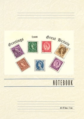 Vintage Lined Notebook Greetings from Great Britain, Stamps by Found Image Press