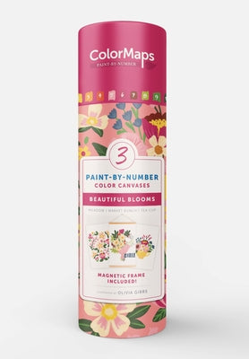 Colormaps Paint-By-Number Beautiful Blooms: Everything You Need to Create 3 Beautiful Paintings: 3 Colored-Line Canvases, 12 Acrylic Paint Pots, 1 Mag by Gibbs, Olivia