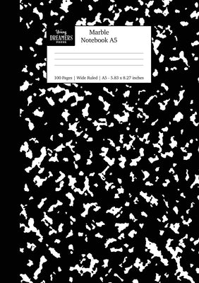 Marble Notebook A5: Black Marble Wide Rule Journal by Young Dreamers Press
