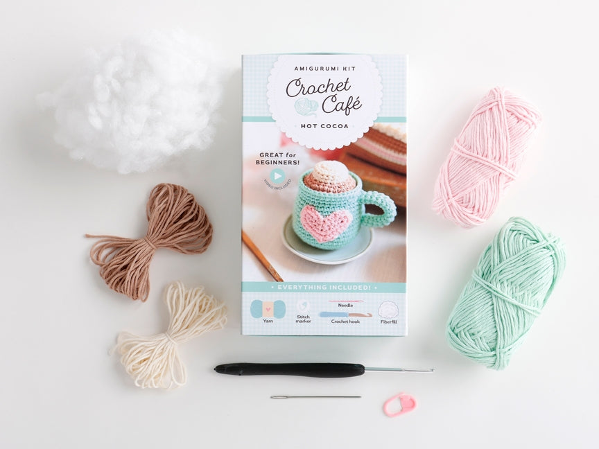 Crochet Café Amigurumi Kit Hot Cocoa: Everything You Need Is Included: 100%-Cotton Yarn, Crochet Hook, Stitch Marker, Tapestry Needle, Fiberfill, Step by Better Day Books
