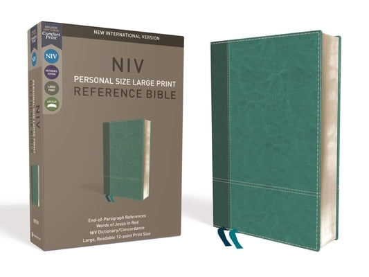 NIV, Personal Size Reference Bible, Large Print, Imitation Leather, Blue, Red Letter Edition, Comfort Print by Zondervan