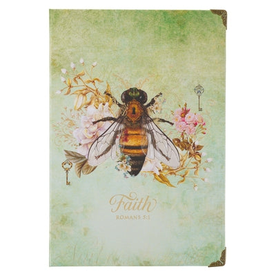 Christian Art Gifts Bee Journal W/Scripture Faith Romans 5:1 Bible Verse Road/288 Ruled Pages, Large Hardcover Mint Green Notebook by Christian Art Gifts