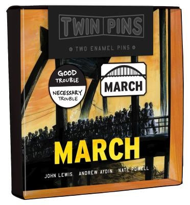 March Twin Pins: Two Enamel Pins by Lewis, John