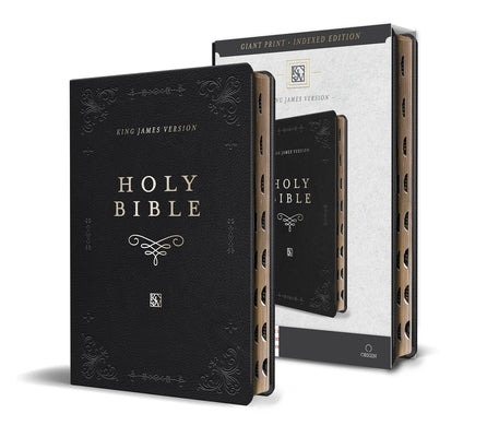 KJV Holy Bible, Giant Print Large Format, Black Premium Imitation Leather with R Ibbon Marker, Red Letter, and Thumb Index by Origin