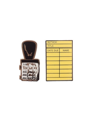 Library Card and Stamp Enamel Pin Set by Out of Print