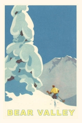 The Vintage Journal Big Snowy Pine Tree and Skier, Bear Valley by Found Image Press