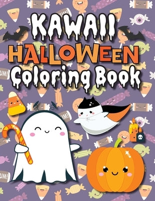 Kawaii Halloween Coloring Book: (Ages 4-8, 6-12, 8-12, 12+) Full-Page Monsters, Spooky Animals, and More! (Halloween Gift for Kids, Grandkids, Adults, by Engage Books (Activities)