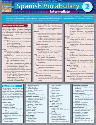 Spanish Vocabulary 2: Intermediate by Barcharts Inc