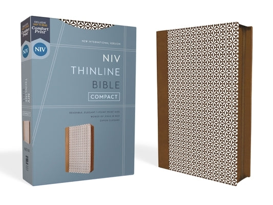 Niv, Thinline Bible, Compact, Leathersoft, Brown/White, Zippered, Red Letter, Comfort Print by 