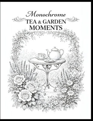 Monochrome Tea & Garden Moments: Elegant Black and White Tea Scenes with Vintage Garden Florals for Relaxation and Creative Expression by Creators, Art