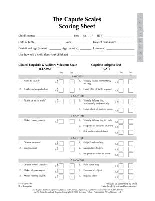 The Capute Scales Scoring Sheets by Accardo, Pasquale