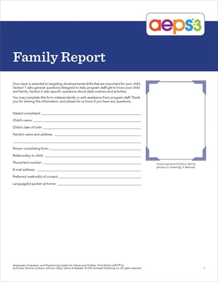 Aeps(r)-3 Family Report by Bricker, Diane