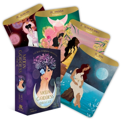 Moon Goddess Oracle: Sacred Feminine Wisdom (36 Gilded Cards and 112-Page Full-Color Guidebook) by Garaicoa, Nicci