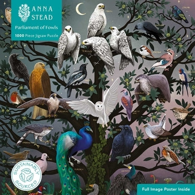 Adult Sustainable Jigsaw Puzzle Anna Stead: Parliament of Fowls: 1000-Pieces. Ethical, Sustainable, Earth-Friendly by Flame Tree Studio