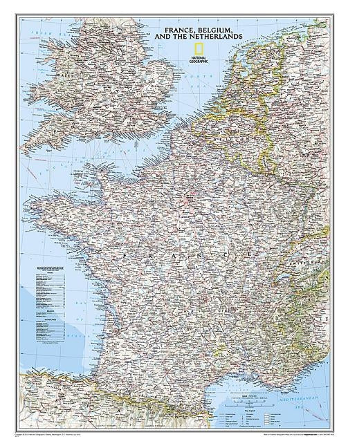 National Geographic France, Belgium, and the Netherlands Wall Map - Classic (23.5 X 30.25 In) by National Geographic Maps
