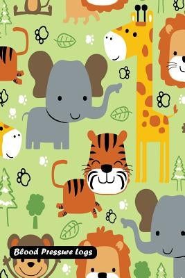Blood Pressure Log: Animals wildlife cartoon cover by Shamrock Logbook