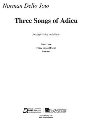 Norman Dello Joio - Three Songs of Adieu: High Voice and Piano by Joio, Norman Dello