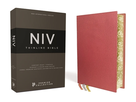 Niv, Thinline Bible, Premium Goatskin Leather, Coral, Premier Collection, Black Letter, Gauffered Edges, Comfort Print by Zondervan