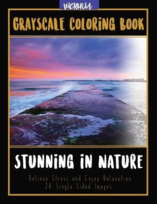 Stunning in Nature: Landscapes Grayscale Coloring Book Relieve Stress and Enjoy Relaxation 24 Single Sided Images by Victoria
