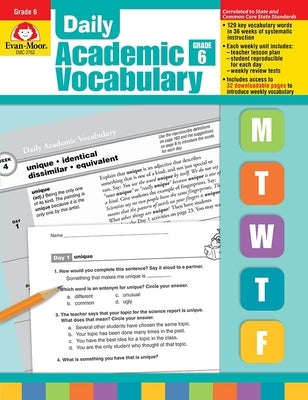 Daily Academic Vocabulary, Grade 6 Teacher Edition by Evan-Moor Corporation