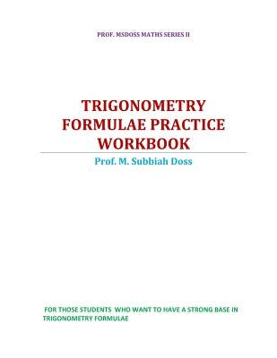 Trigonometry Formulae Practice Workbook by M, Subbiahdoss