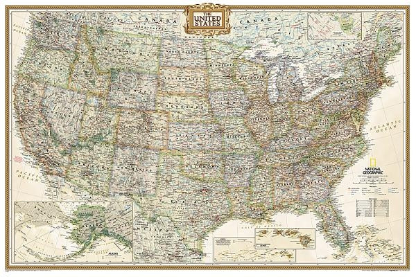 National Geographic United States Wall Map - Executive (Poster Size: 36 X 24 In) by National Geographic Maps
