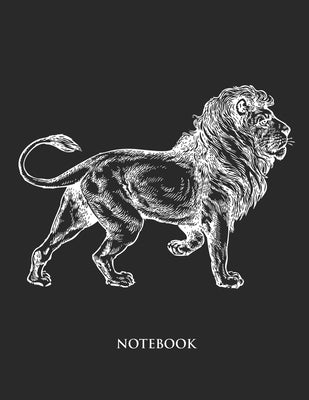 Lion Notebook: Hand Writing Notebook - Large (8.5 x 11 inches) - 110 Numbered Pages - Black Softcover by Lines, Great