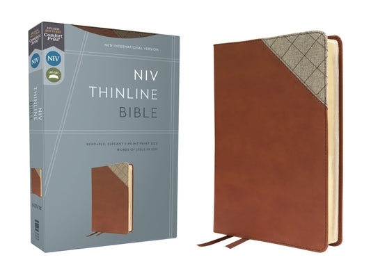 Niv, Thinline Bible, Leathersoft, Brown, Red Letter, Comfort Print by Zondervan