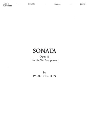 Sonata, Op. 19: For E-Flat Alto Saxophone by Creston, Paul