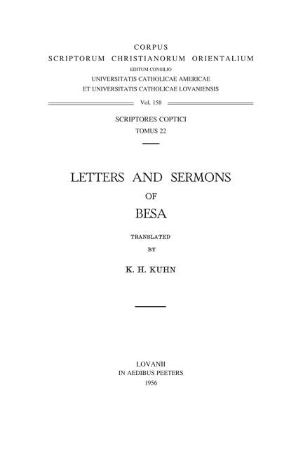 Letters and Sermons of Besa: V. by Kuhn, Kh