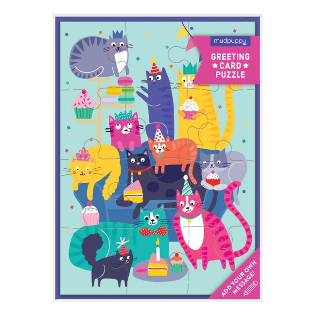 Cat Party Greeting Card Puzzle by Mudpuppy