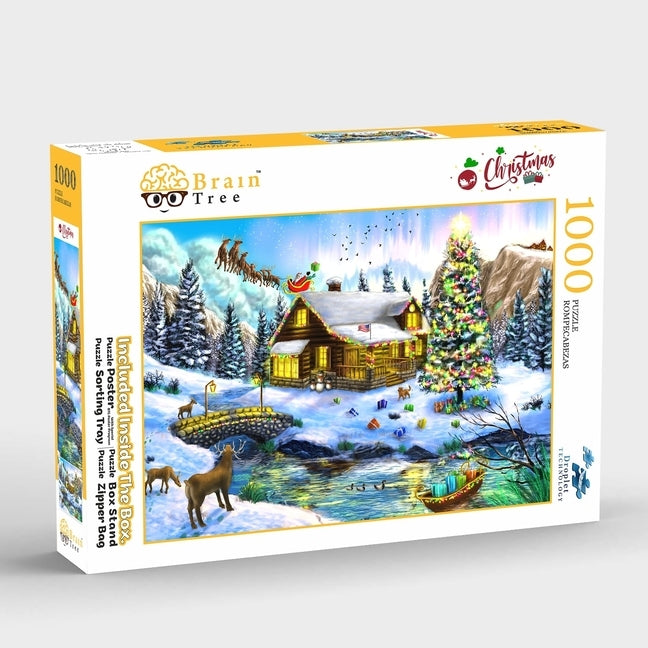 Brain Tree - Christmas Scenery 1000 Piece Puzzle for Adults: With Droplet Technology for Anti Glare & Soft Touch by Brain Tree Games LLC